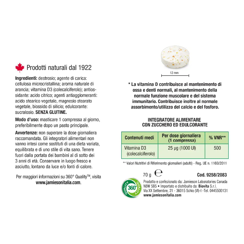 VITAMINA D3 1000 UI MASTICABILE ARANCIA 100 cpr