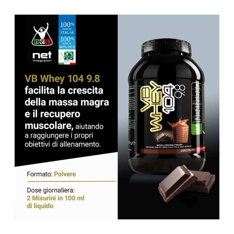 VB WHEY 104 9.8 - Integratore Di Proteine In Polvere Per La Crescita Muscolare